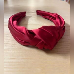 JCrew Knot Headband in Red Satin